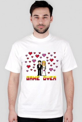 Pixel art – game over t-shirt na wieczór kawalerski (różne kolory)