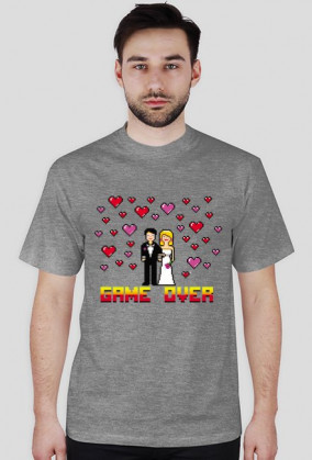 Pixel art – game over t-shirt na wieczór kawalerski (różne kolory)