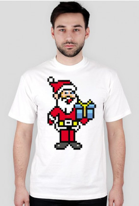 Pixel art – święty mikołaj – koszulka w stylu retro gier