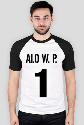 Koszulka męska dwukolorowa "Alo W.P.", czarna