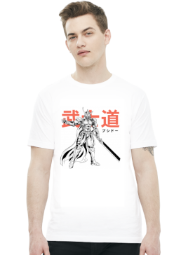 Koszulka z samurajem - Prezent dla otaku (Męska Jasna)