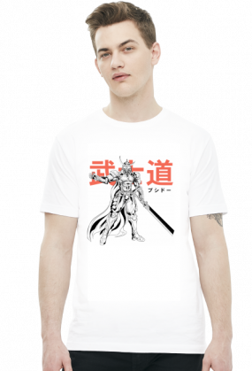 Koszulka z samurajem - Prezent dla otaku (Męska Jasna)