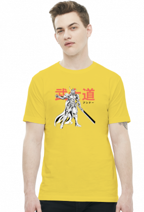 Koszulka z samurajem - Prezent dla otaku (Męska Jasna)