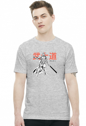Koszulka z samurajem - Prezent dla otaku (Męska Jasna)