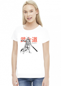 Koszulka z samurajem - Prezent dla otaku (Damska Jasna)