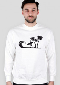 Bluza biała z wizerunkiem serfera na plaży