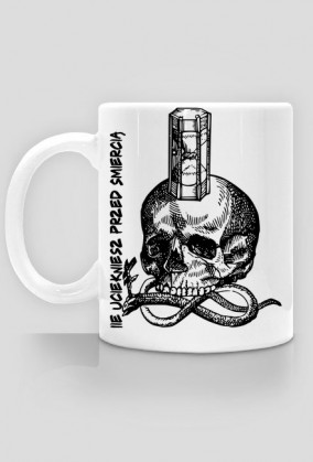 Kubek biały z czaszką oraz napisem