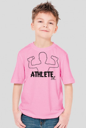 Koszulka dziecięca z dwoma wzorami z przodu ("Athlete JR.") oraz z tyłu ("ATH. Born To Train Hard")