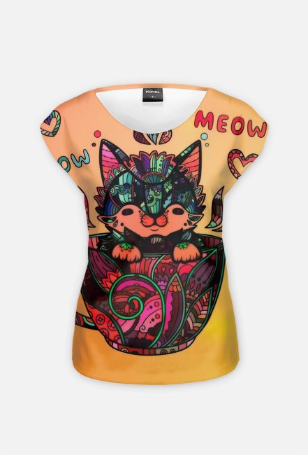 Mandala cat kot koszulka damska