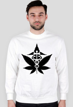 bluza biała z kwiatem cannabis...