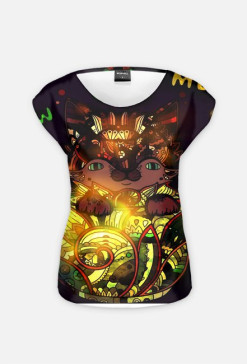 black mandala cat kot koszulka
