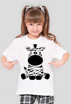 Koszulka biała dziewczęca z nadrukiem żyrafy