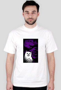 Middle finger cat - white tee