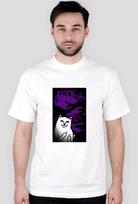 Middle finger cat - white tee