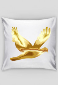 Poszewka na jasia biała z nadrukiem złotego ptaka