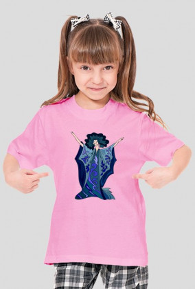 Koszulka dziewczęca różowa z nadrukiem postaci abstrakcyjnej