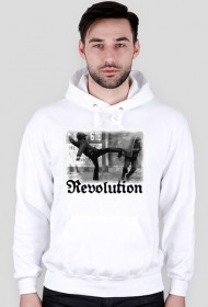Bluza męska z kapturem biała z nadrukiem rewolucji