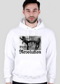 Bluza męska z kapturem biała z nadrukiem rewolucji