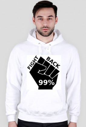 Bluza męska z kapturem biała z nadrukiem pięści