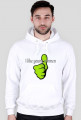 Bluza męska z kapturem niebieska z nadrukiem zielonego kciuka oraz napisem