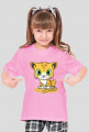 Koszulka dziewczęca zielona z nadrukiem kota