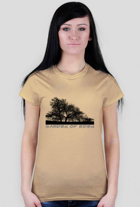Koszulka damska biała z nadrukiem ogrodu