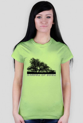 Koszulka damska biała z nadrukiem ogrodu