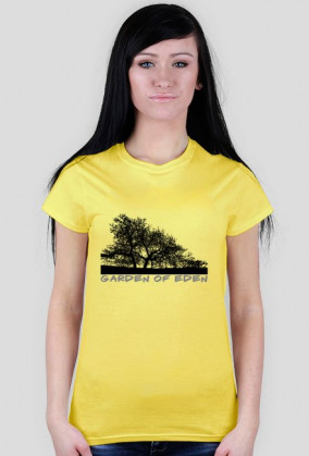 Koszulka damska biała z nadrukiem ogrodu