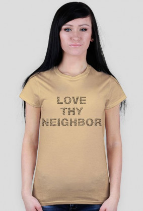Koszulka damska czerwona z napisem love the neighbor