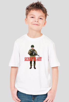 Koszulka chłopięca biała z nadrukiem żołnierza