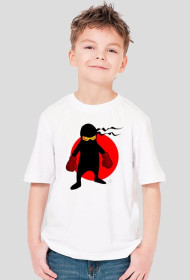 Koszulka chłopięca biała z nadrukiem boksera ninji