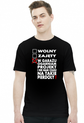 Wolny, Zajęty - Ogarniam Projekt (koszulka męska) jasna grafika