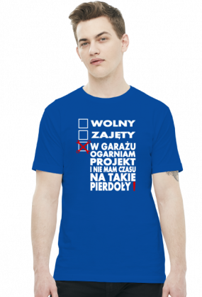 Wolny, Zajęty - Ogarniam Projekt (koszulka męska) jasna grafika
