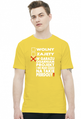Wolny, Zajęty - Ogarniam Projekt (koszulka męska) jasna grafika