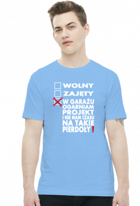 Wolny, Zajęty - Ogarniam Projekt (koszulka męska) jasna grafika