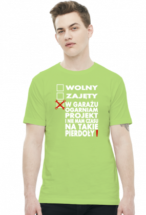 Wolny, Zajęty - Ogarniam Projekt (koszulka męska) jasna grafika