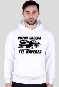 E46 - Przód skręca Tył napędza (bluza męska kapturowa) ciemna grafika
