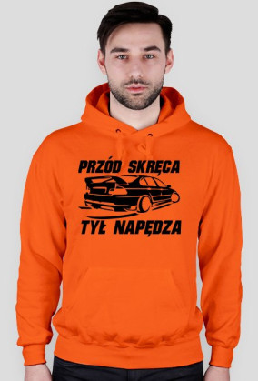 E46 - Przód skręca Tył napędza (bluza męska kapturowa) ciemna grafika