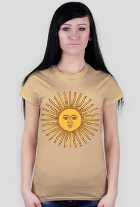 Koszulka damska zielona z nadrukiem słoneczka