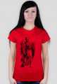 Koszulka damska czerwona z nadrukiem anioła