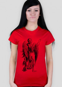 Koszulka damska czerwona z nadrukiem anioła