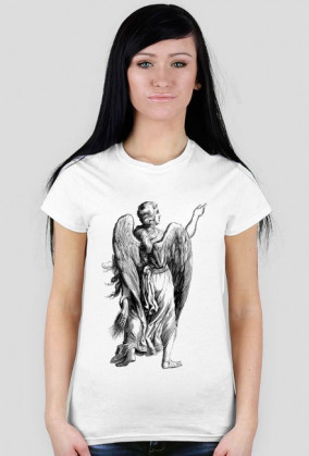 Koszulka damska czerwona z nadrukiem anioła