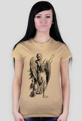 Koszulka damska czerwona z nadrukiem anioła