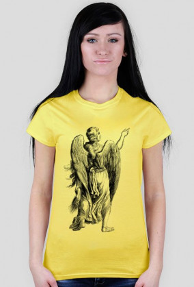 Koszulka damska czerwona z nadrukiem anioła