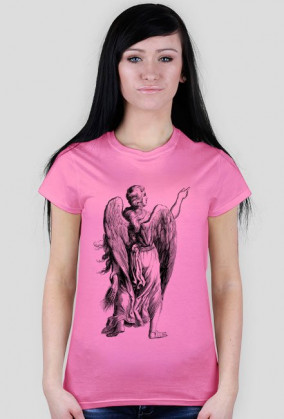 Koszulka damska czerwona z nadrukiem anioła