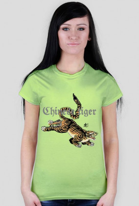 Koszulka damska biała z nadrukiem chińskiego kota