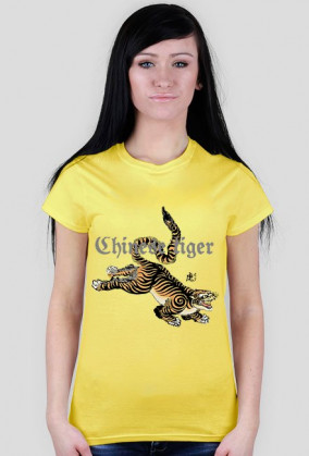 Koszulka damska biała z nadrukiem chińskiego kota