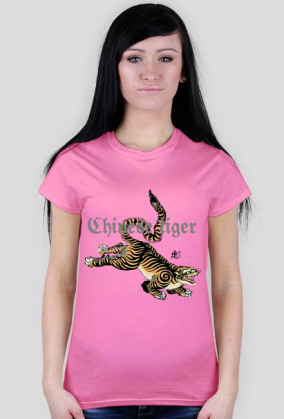 Koszulka damska biała z nadrukiem chińskiego kota