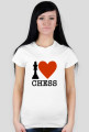 Koszulka damska różowa I love chess