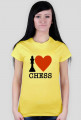 Koszulka damska różowa I love chess